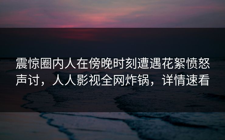震惊圈内人在傍晚时刻遭遇花絮愤怒声讨，人人影视全网炸锅，详情速看